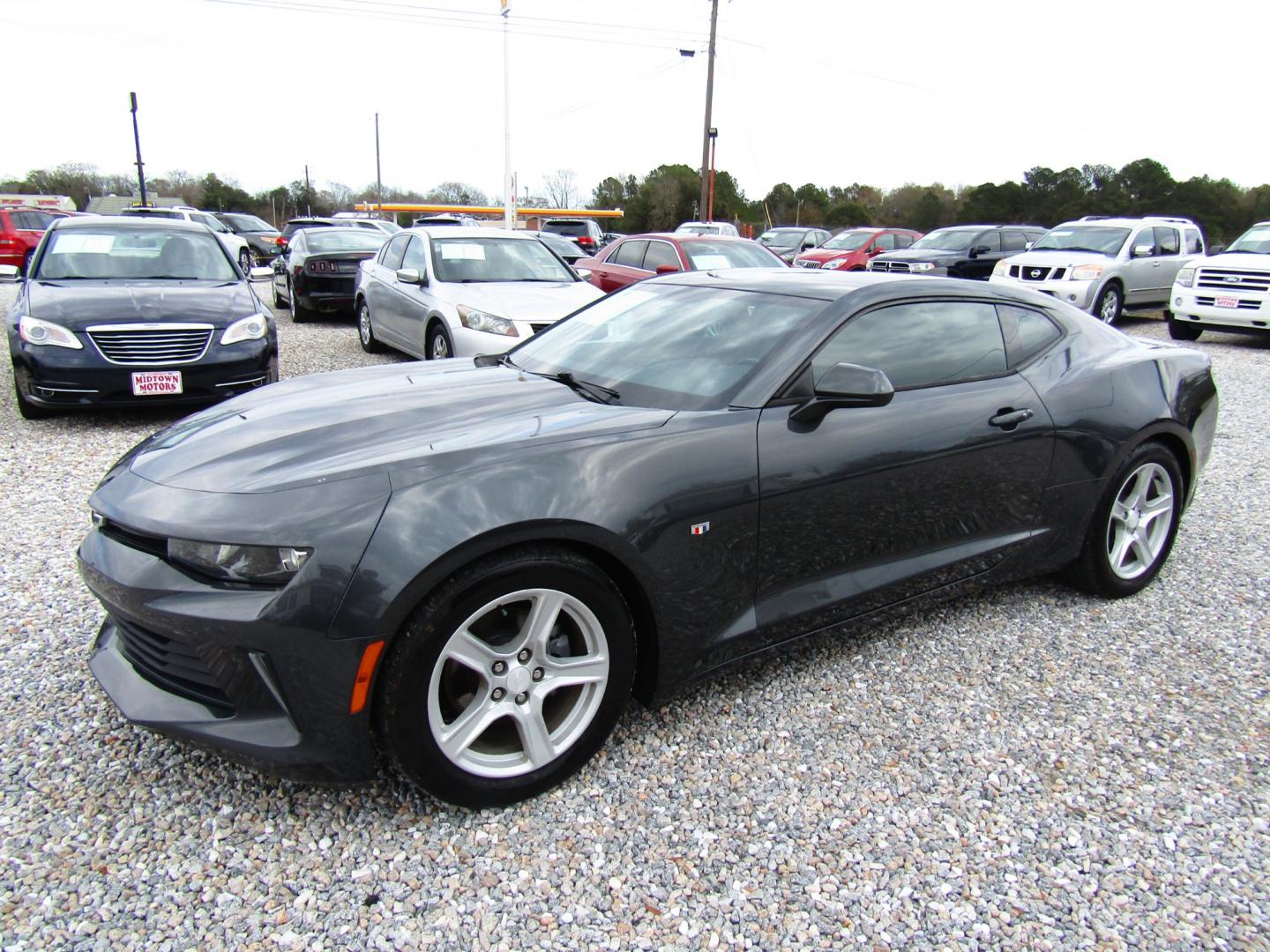 2017 Gray Chevrolet Camaro 1LT Coupe (1G1FB1RX6H0) with an 2.0L L4 DOHC 16V TURBO engine, Automatic transmission, located at 15016 S Hwy 231, Midland City, AL, 36350, (334) 983-3001, 31.306210, -85.495277 - Photo#2